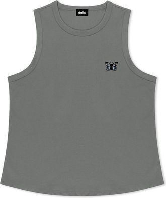 Dalix Butterfly Cotton Jersey Tank in Shadow at Nordstrom, Size X-Large