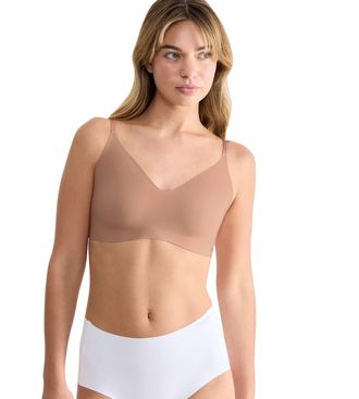 sloggi Bralette SLOGGI ZERO Microfibre 2.0, Damen, Gr. XL, N-Gr, braun (cameo braun), Obermaterial: 76% Polyamid, 24% Elasthan, BHs Bralette, nahtlos, heraus