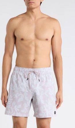 Rvca Tropical Print Board Shorts in Pale Mauve at Nordstrom Rack, Size Xx-Large