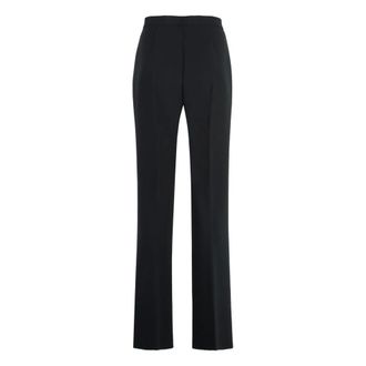 Msgm Msgm, Broeken, Dames, Zwart, S, Leer, Tailored Wide-Leg Broek