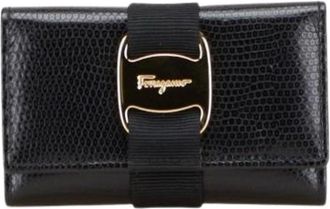 Ferragamo Pre-owned Wallets, female, Black, Size: ONE SIZE Pre-owned Fabric Key-Holder