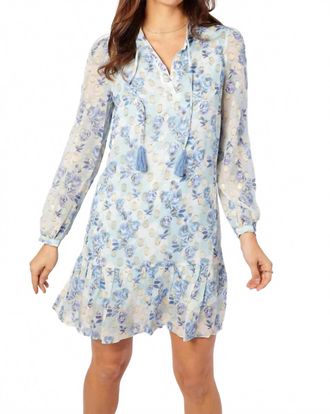 Sail to Sable Ruffle Hem Dress With Tassels In Falling Violets Print