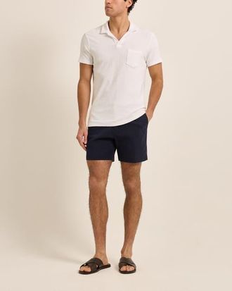 Orlebar Brown Terry Towelling Tailored Fit Towelling Polo Shirt in White at Nordstrom, Size Xxx-Large