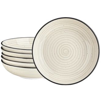 OEM Cuencos De Cer&aacute;mica Para Postre, Juego De Vajilla Multiusos, Elegante Dise&ntilde;o Geom&eacute;trico, Color Beige, 6 Piezas
