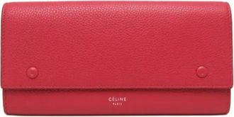 Celine Pre-owned Bicolor grote flap multifunctionele lange portemonnee - Dames - Vintage Accessoires - Rood - ONE Size - Leer - Vintage