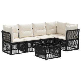 vidaXL Conjunto De Sof&aacute;s De Jard&iacute;n 6 Pcs Negro Rat&aacute;n Sint&eacute;tico Vidaxl