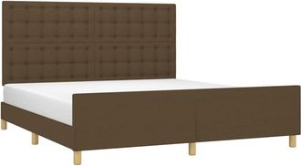 vidaXL Estructura De Cama Con Cabecero De Tela Marr&oacute;n 180x200 Cm Vidaxl