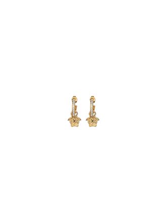 Versace Womens Drop Earrings Medusa Head Gold Crystal Metal