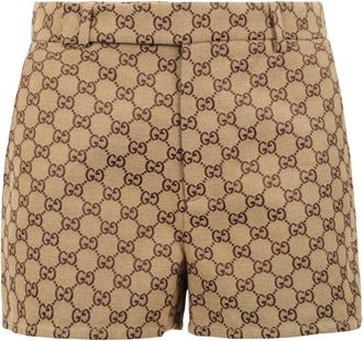 Gucci Korte Broeken, Dames, Beige, S, GG Canvas Shorts