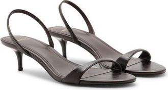 Mango Kitten Heel Slingback Sandal in Chocolate at Nordstrom, Size 6.5Us