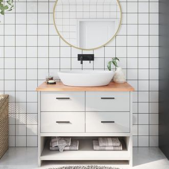 vidaXL Encimera De Ba&ntilde;o Madera Maciza Tratada Marr&oacute;n Claro 100x50x2 Cm Vidaxl