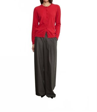 Enza Costa Cashmere Fitted Cardigan In Classic Red
