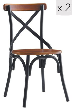 Nordlys Set 2 sillas estilo industrial en acero y madera