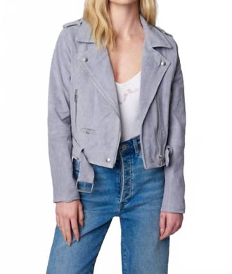 Blank NYC Suede Moto Jacket In Cloud Grey