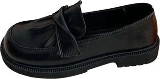 Generic Winter British Style Autumn Womens Wide Foot Mary Jane Leather Shoe Versatile Casual Fashion Footwear Comfortable Slip On Design (Black, 6)