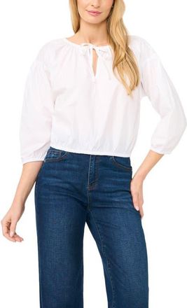 CeCe by Cynthia Steffe Drop Shoulder Split Neck Top in Ultra White at Nordstrom, Size X-Small