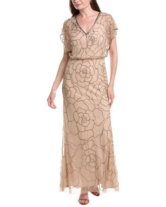 Adrianna Papell Bead Blouson Long Dress