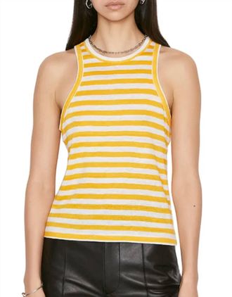 Frame Denim Ringer Tank Top In Kumquat Multi