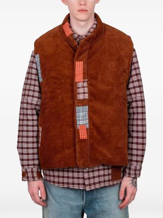 Story mfg. Gilet Sahab con design patchwork - Marrone