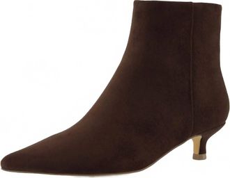 Cushionaire Womens Barbie Kitten Heel Bootie In Chocolate Microsuede
