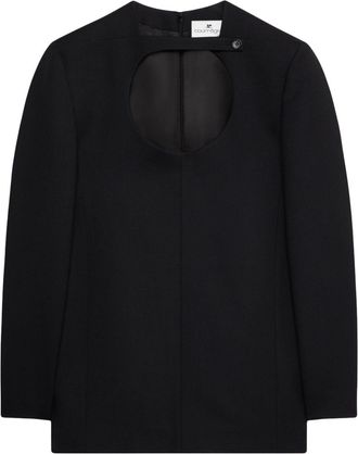 Courr&egrave;ges cut-out virgin-wool minidress - women - Cupro/Virgin Wool - 34 - Black