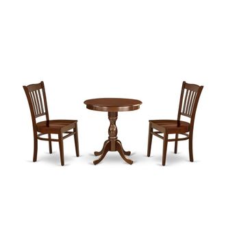 East West Furniture ESGR3-MAH-W - 3-Pc Kitchen Dining Set - 2 Mid Century Dining Chairs and 1 Wooden Dining Table (Mahogany Finish)