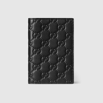 Gucci GG Emblem Passport Case, Black, Leather