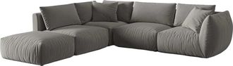 MICADONI Modulares 4-Sitzer Design Ecksofa Chris mit Ottomane und Eckteil links - Samtbezug