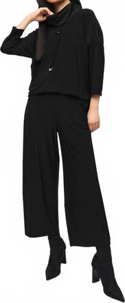 Joseph Ribkoff Drawstring Cowl Neck Cropped Jumpsuit In Black