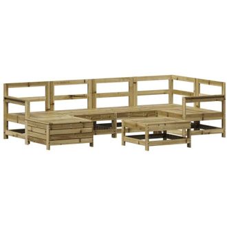 vidaXL Juego De Sof&aacute;s De Jard&iacute;n 7 Pzas Madera De Pino Impregnada Vidaxl