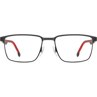Carrera 55mm Rectangular Optical Glasses in Matte Black Red at Nordstrom