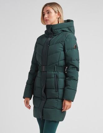 JACK1T Diamond Belted Hooded Down Coat in Emerald at Nordstrom, Size X-Small