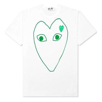 Comme Des Garçons (WMNS) COMME des GARCONS PLAY Outlined Heart Logo Tee White Green AZ-T103-051-1