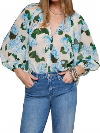 L'agence Teagan Blouse In Ivory/light Blue Hydrangea