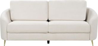 Beliani Sof&aacute; 3 Plazas Patas Metal Retro Tapizado De Tela Beige Claro Trosa