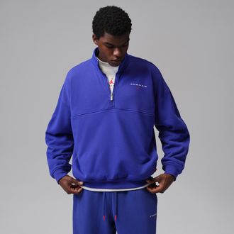 Nike Jordan Mens Jordan Flight Fleece 1/4-Zip Top in Blue | IW6366-432