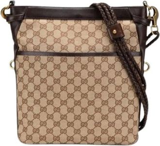 Gucci Pre-owned Cross Body Bags, female, Beige, Size: ONE SIZE Pre-owned Canvas Cross Body Bag