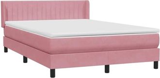 vidaXL Cama Box Spring Con Colch&oacute;n Terciopelo Rosa 140x220 Cm Vidaxl