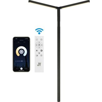 Jonathan Y Designs Madsen 18.25 2-Light Modern Minimalist Iron Integrated Plug-In LED Sconce for Ceiling Corner with App/Remote Controllers, Black at