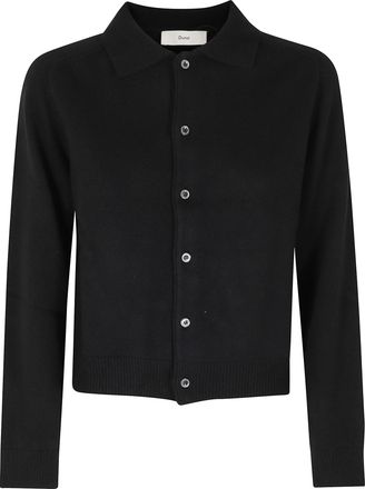 Dunst Black Cropped V-Neck Wool Cardigan