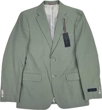 Tommy Hilfiger Mens Conrad Modern Fit Linen Blend Sport Coat In Sage Green