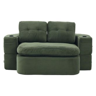 Urban Meuble Sill&oacute;n sof&aacute; convertible modular de terciopelo corduroy esmeralda