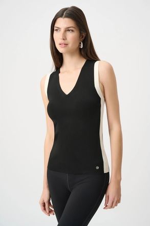 Joseph Ribkoff Dry Viscose V-Neck Fitted Cami in Black/birch at Nordstrom, Size X-Large