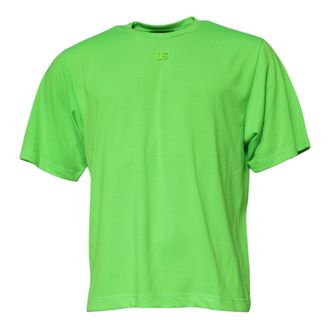 Dolce & Gabbana Green Logo Polyester Crew Neck Mens T-shirt