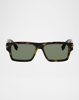 Fendi Men & apos;s Selleria Acetate Rectangle Sunglasses