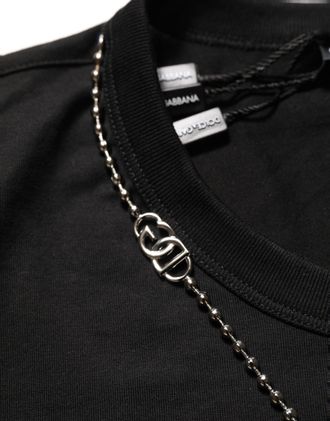 Dolce & Gabbana Dog Tag Logo Print T-Shirt - Black