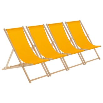 Harbour Housewares Folding Wooden Deck Chairs Orange Pack of 4