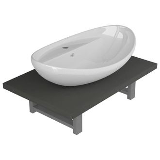 Berkfield Home Two Piece Bathroom Furniture Set Ceramic Grey