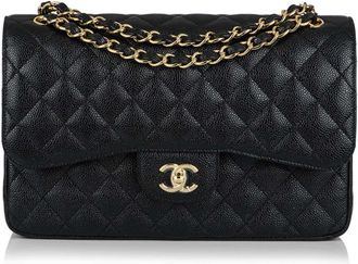 Chanel Black Caviar Quilted Jumbo Double Flap