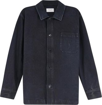 Saint Laurent Overhemden, Heren, Blauw, XL, Katoen, Cassandre Overshirt